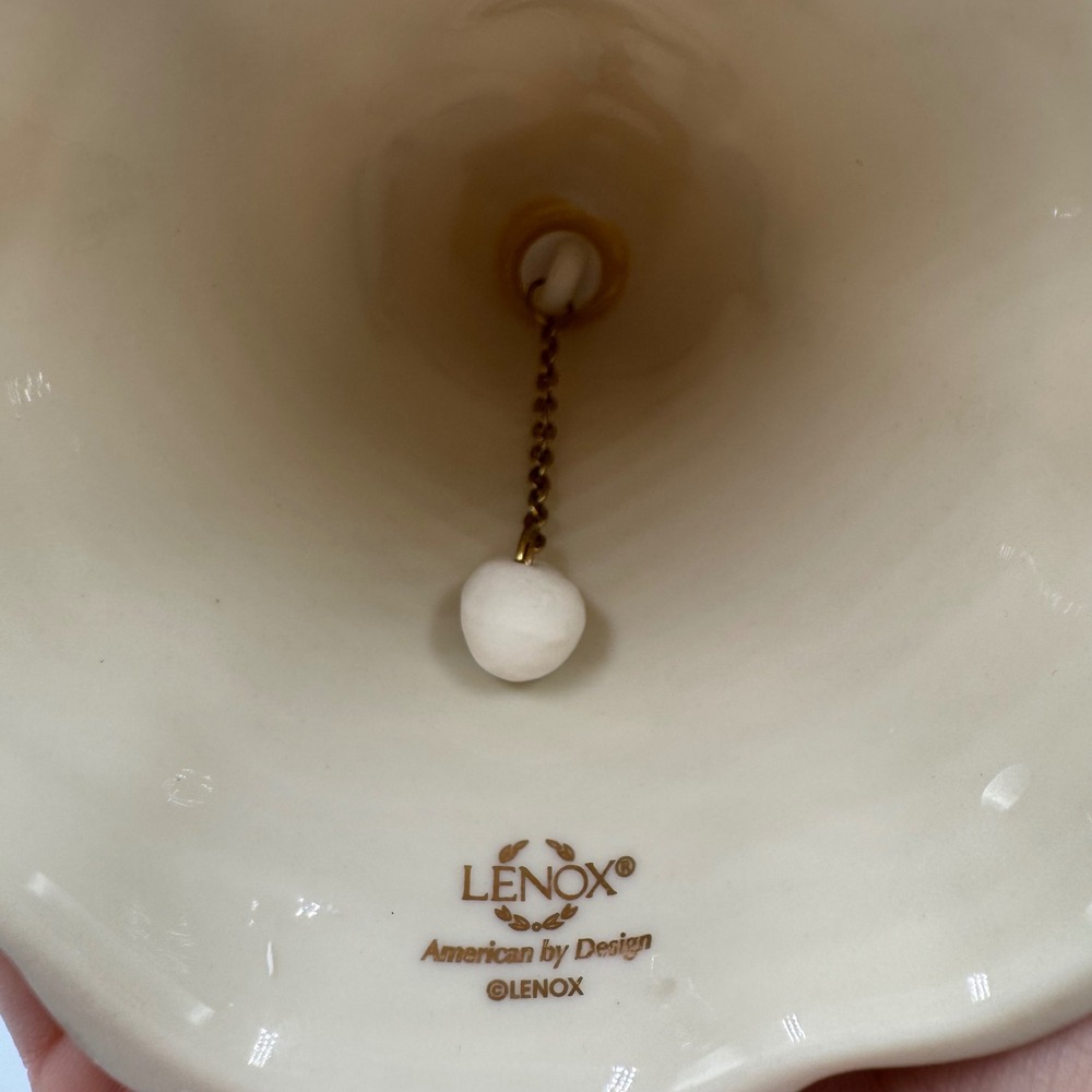 Lenox Angel Bell Ornament Ivory Holly Berry Porcelain Christmas Decor in Box - Picture 4 of 8